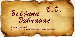 Biljana Dubravac vizit kartica